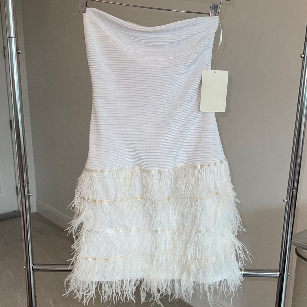Boston Proper White Strapless Dress
